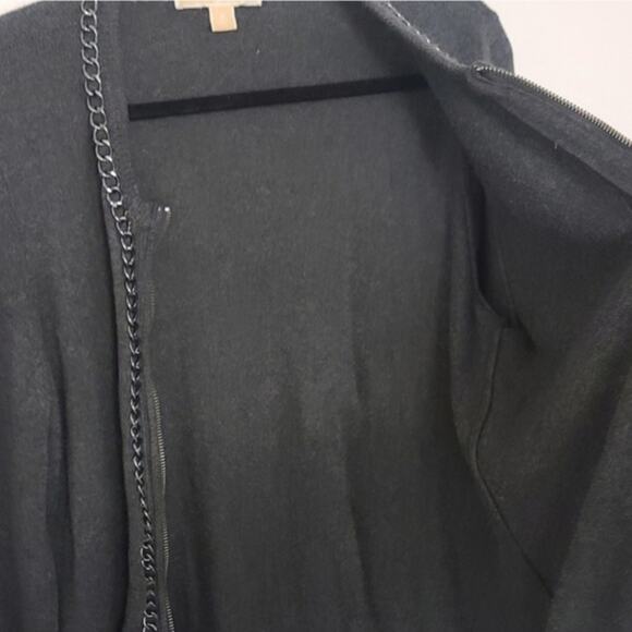 Michael Kors Women’s Cardigan Coastal Preppy Minimalist Zip Dark Gray Size M - Picture 9 of 9